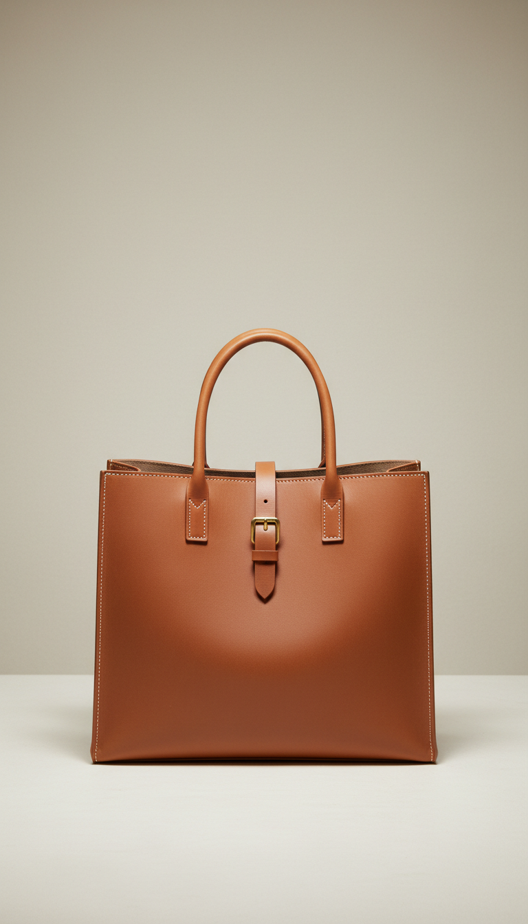 Structured Leather Tote Bag Minimalist Design